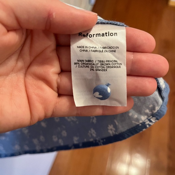 Reformation Isador Light Blue Cotton Sundress with White Floral Print (Size 8) - Picture 4 of 8